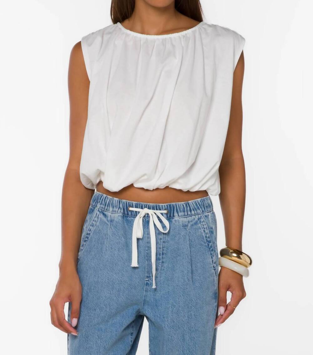 NEW KLD brittany bubble hem top in off-white / ivory / cream